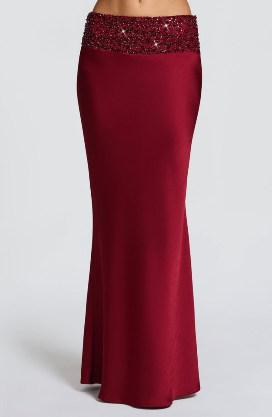 Deep Plunge Halter Drape Maxi Set with Embellished Waistband