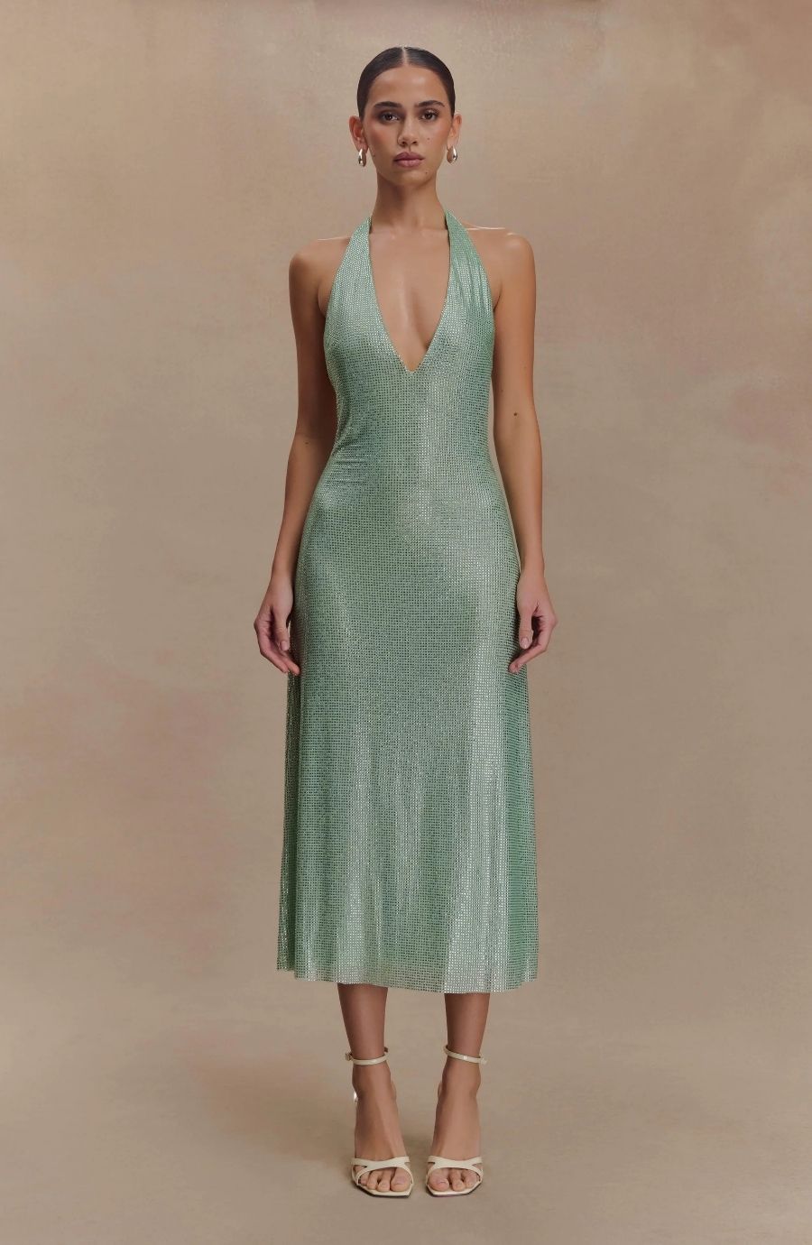 Genie Diamante Halter Midi Dress