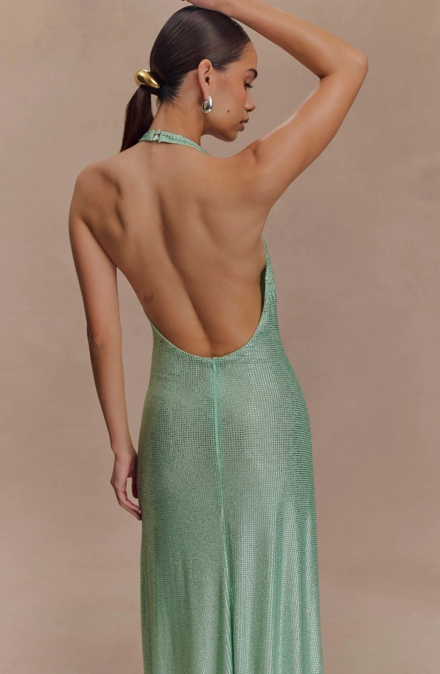 Genie Diamante Halter Midi Dress
