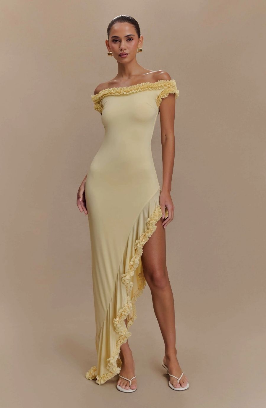 Arielle Off Shoulder Ruffle Midi Dress