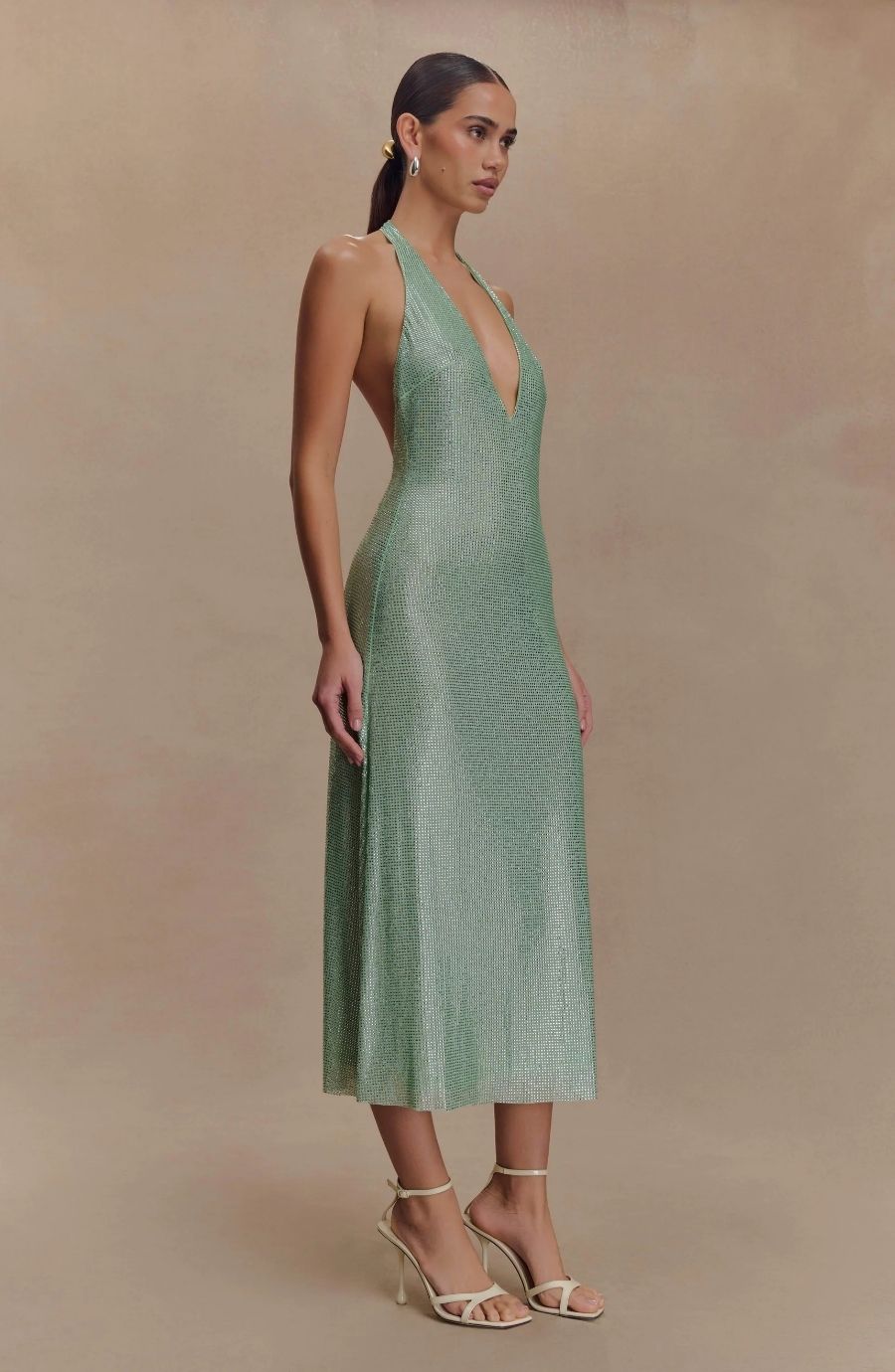 Genie Diamante Halter Midi Dress