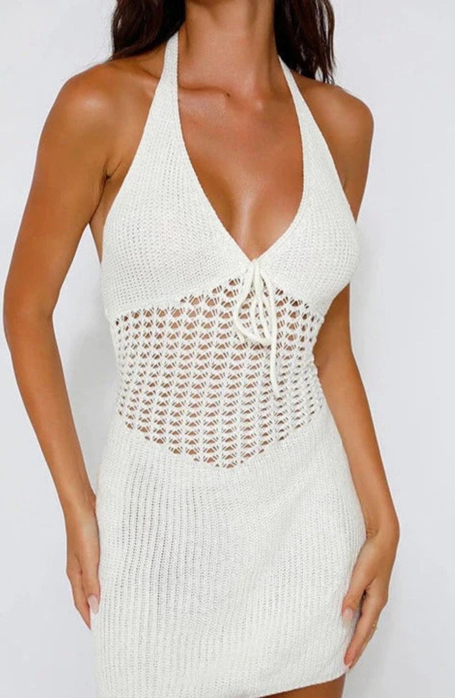 Siren Weave Halter Knit Bodycon Mini Dress