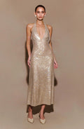 Genie Diamante Halter Midi Dress