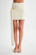 Maggie Slinky Mini Skirt With Shell Hardware