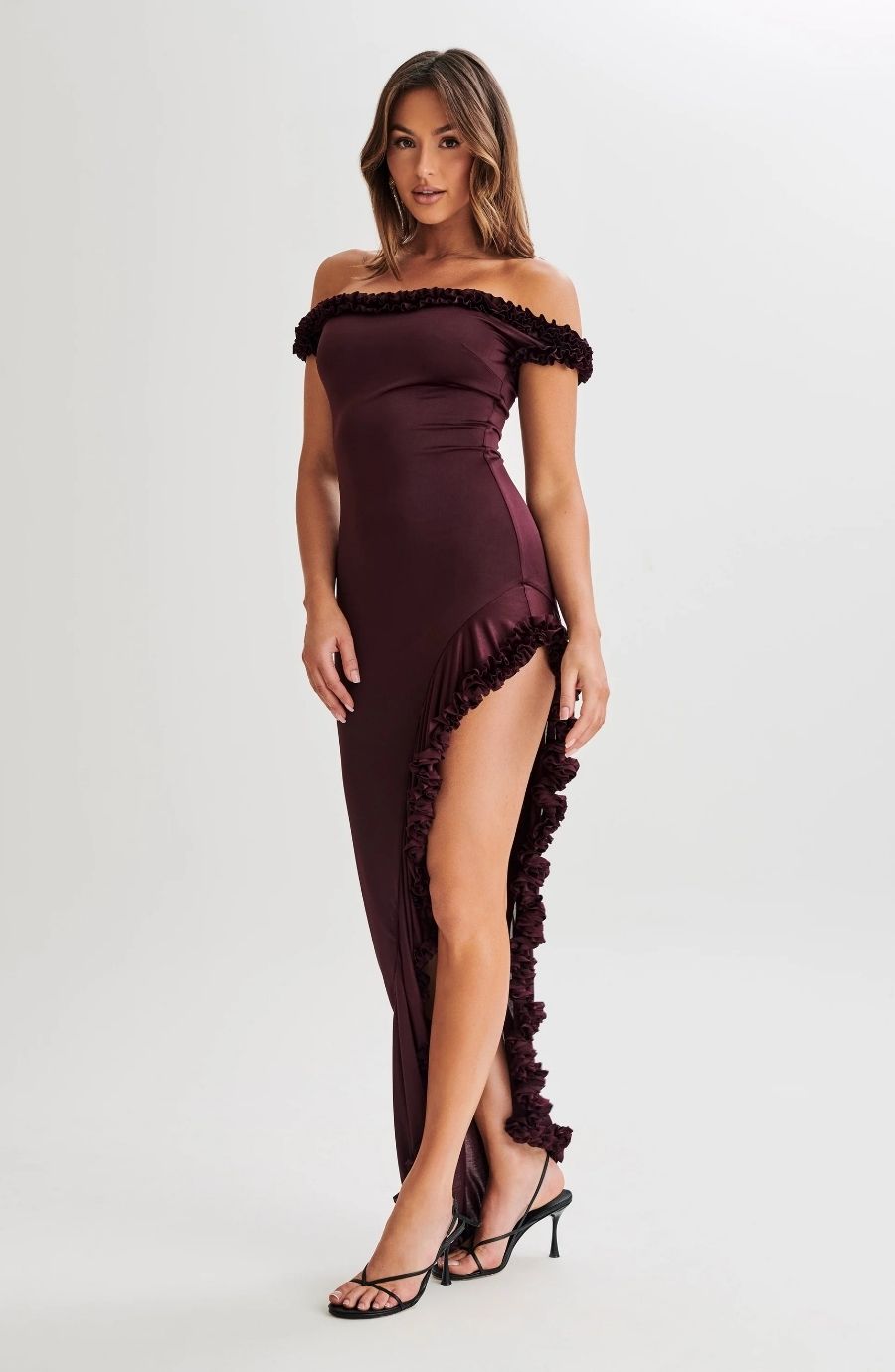 Arielle Off Shoulder Ruffle Midi Dress