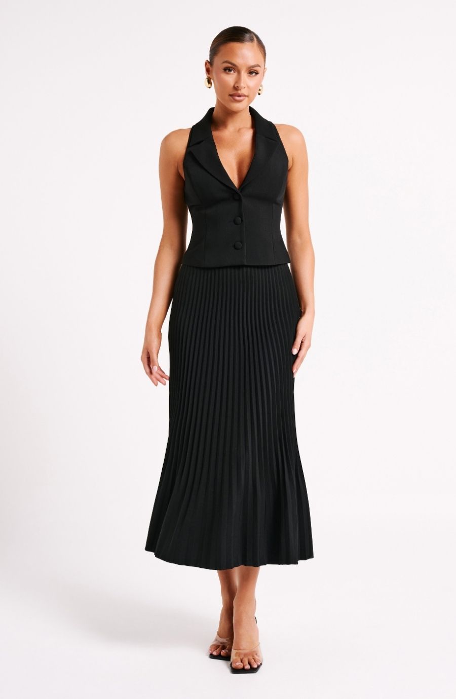 Twyla Pleated Suiting Maxi Skirt