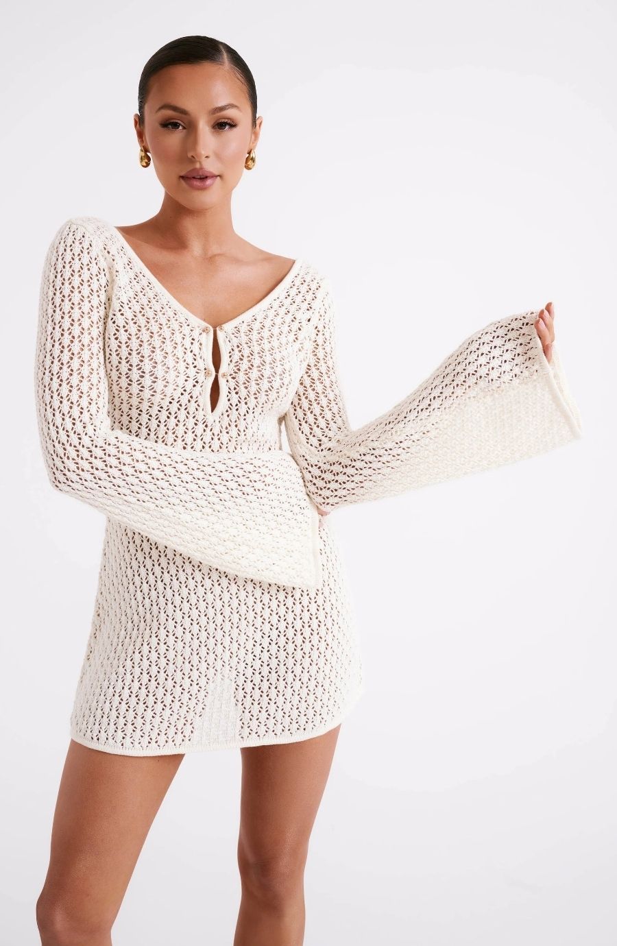 Lumière Étreinte Crochet Knit Mini Dress