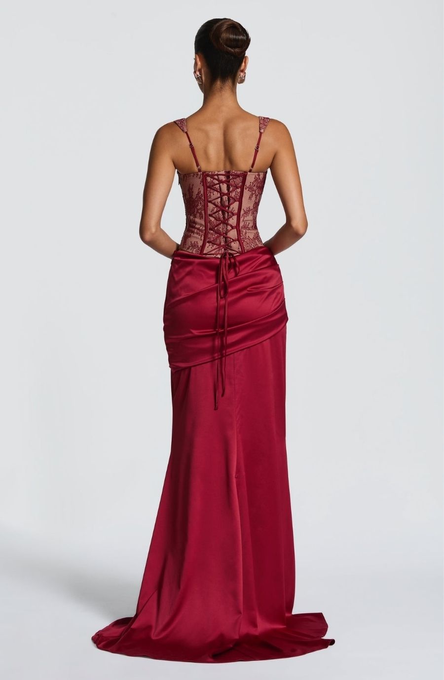 Lace Corset Satin Maxi Skirt Set