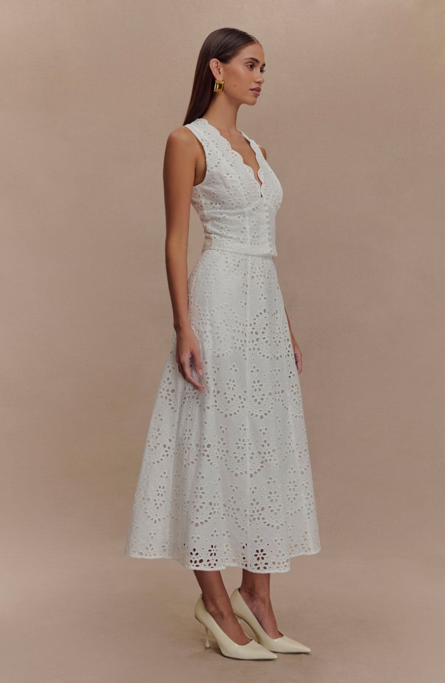 Arla Broderie Midi Skirt