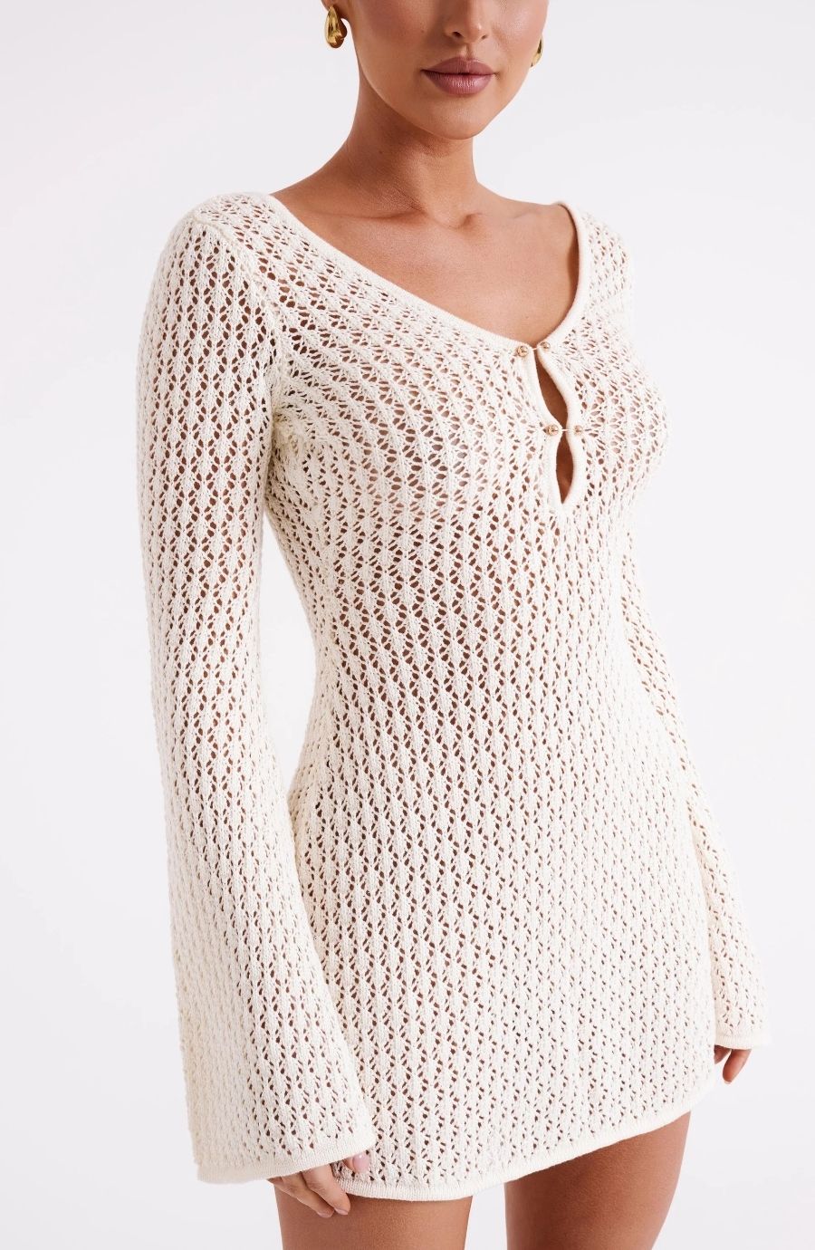 Lumière Étreinte Crochet Knit Mini Dress
