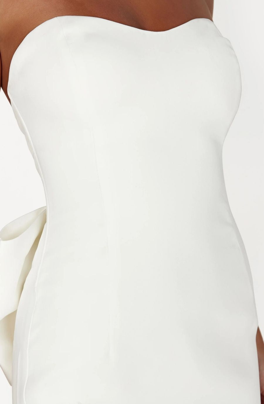Ivory Strapless Mini Dress with Train