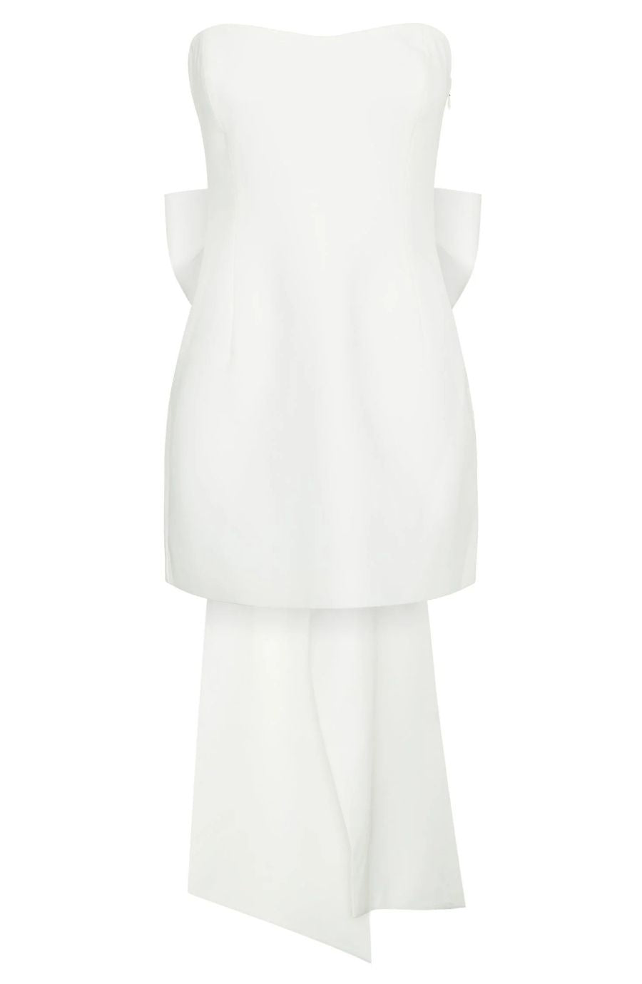 Ivory Strapless Mini Dress with Train