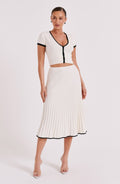 Ribbed Knit Crop Top and Pleated Skirt Set