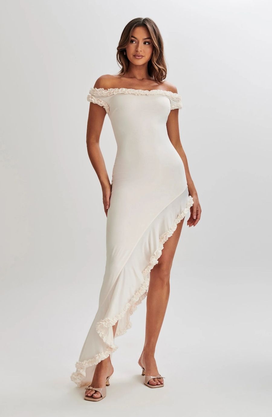 Arielle Off Shoulder Ruffle Midi Dress