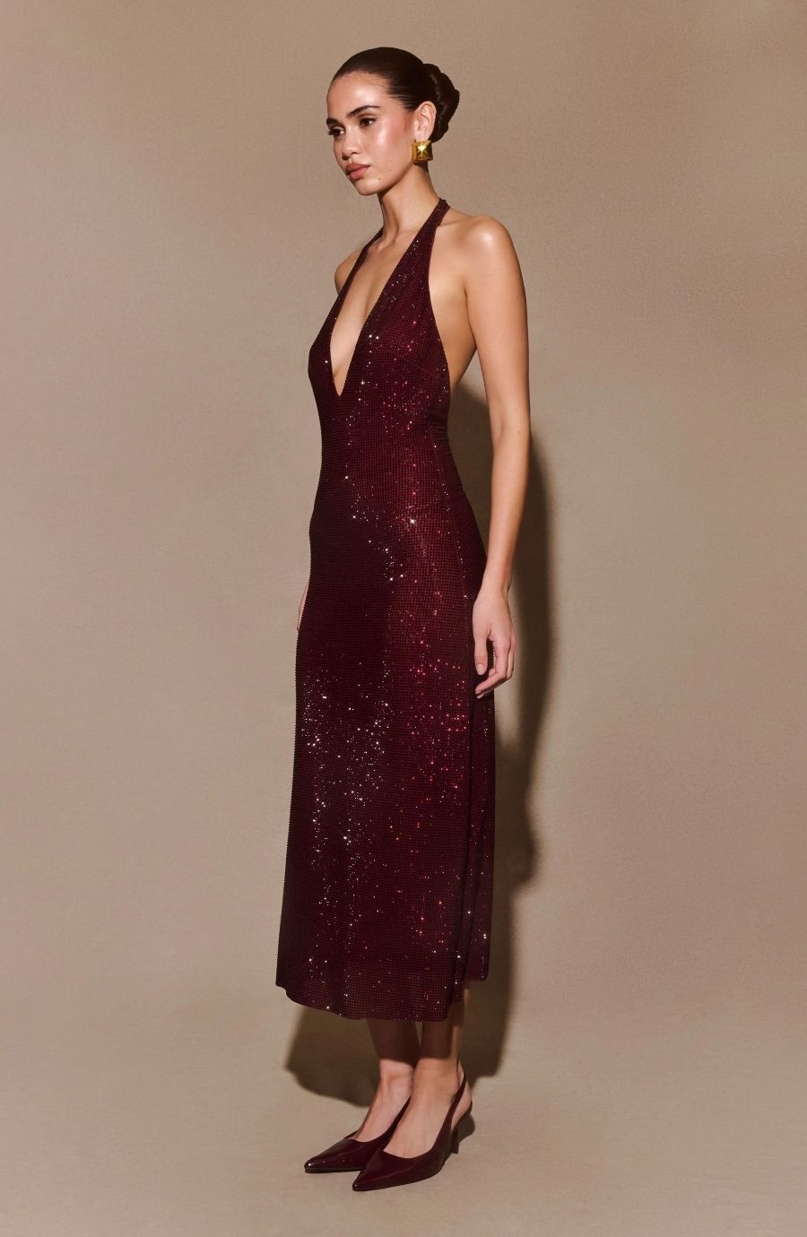 Genie Diamante Halter Midi Dress