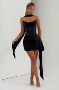 Elysian Lace-Up Corset Draped Mini Dress