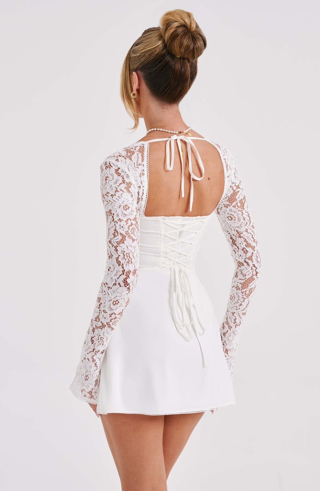 Amour Lace Bustier Long Sleeve Mini Dress