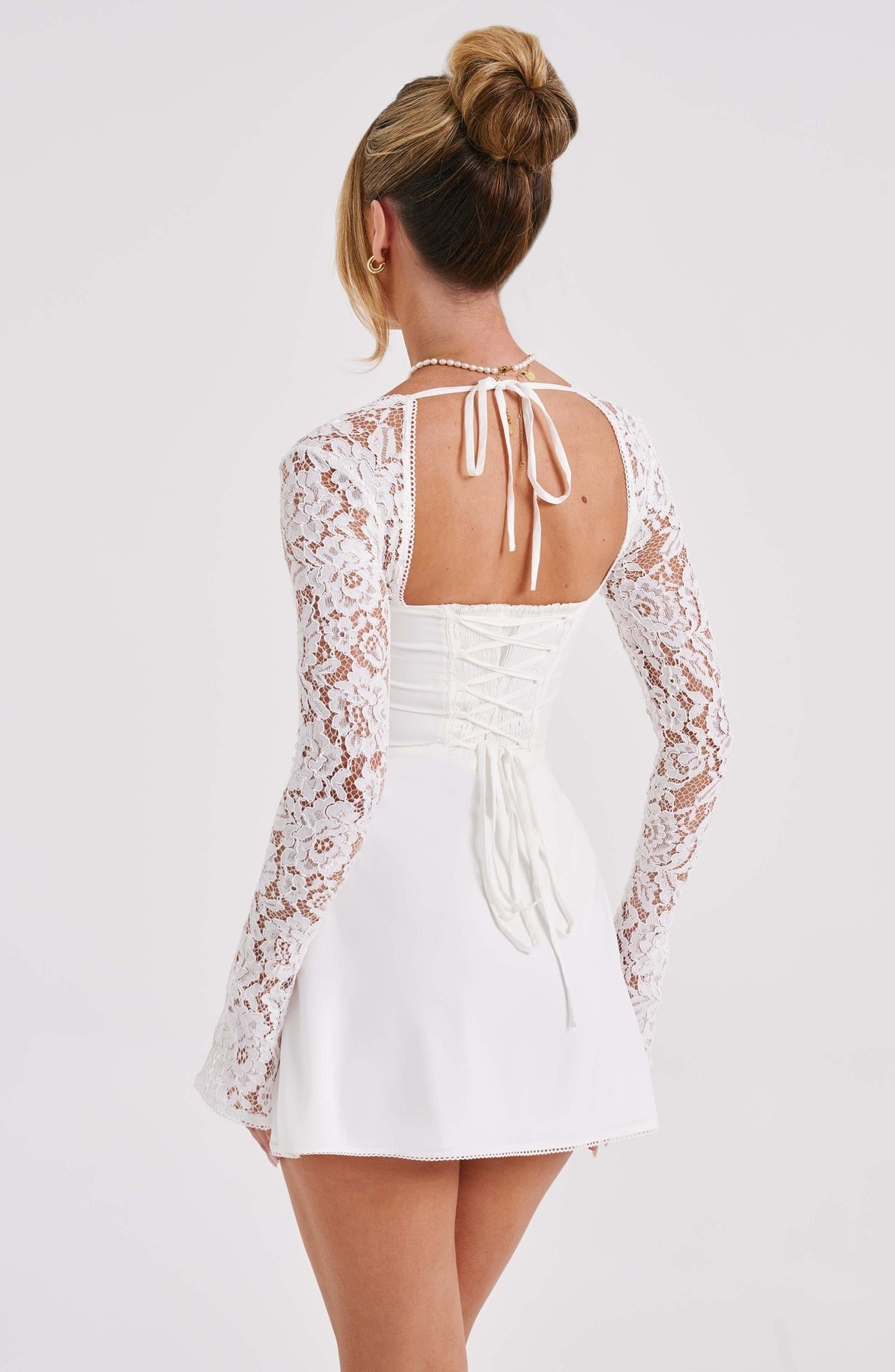 Amour Lace Bustier Long Sleeve Mini Dress