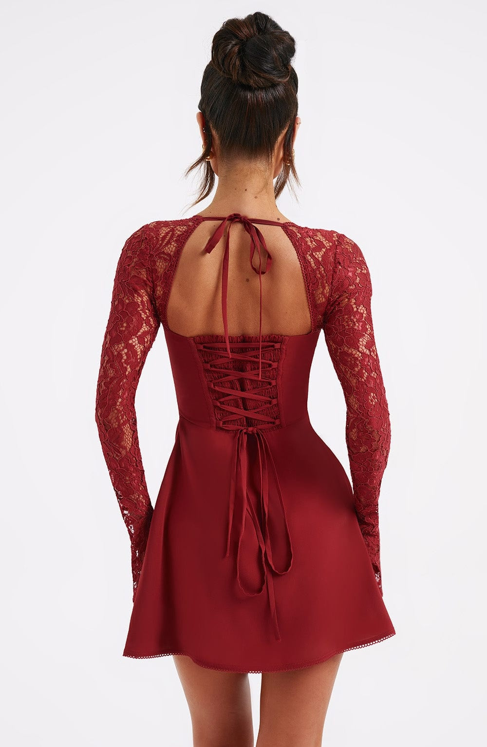 Amour Lace Bustier Long Sleeve Mini Dress