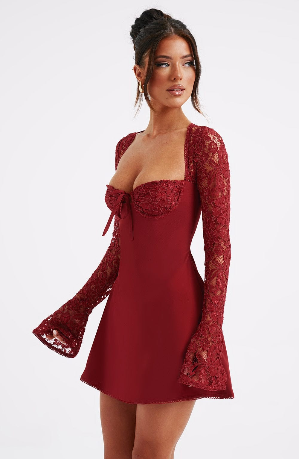 Amour Lace Bustier Long Sleeve Mini Dress