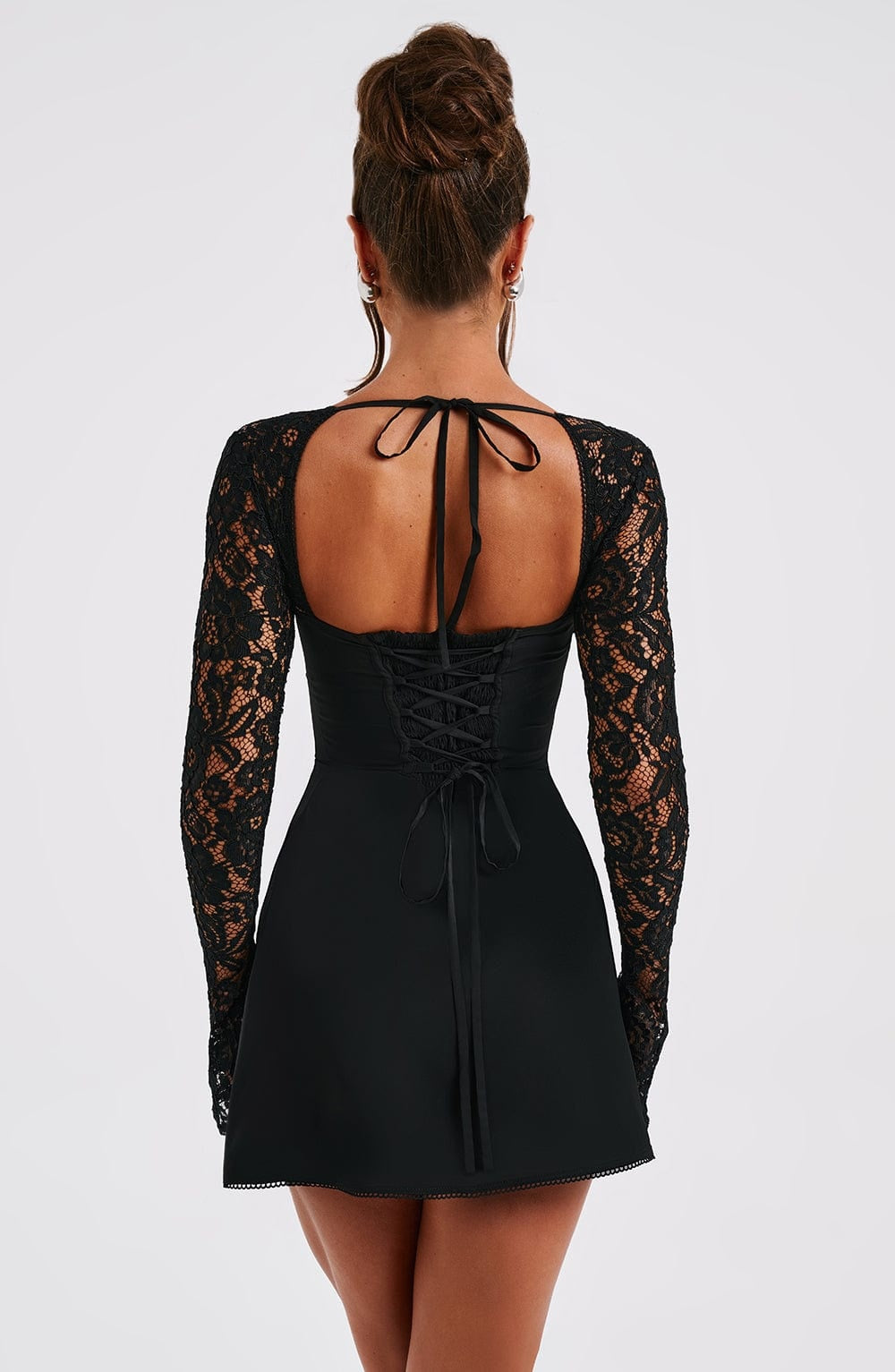 Amour Lace Bustier Long Sleeve Mini Dress