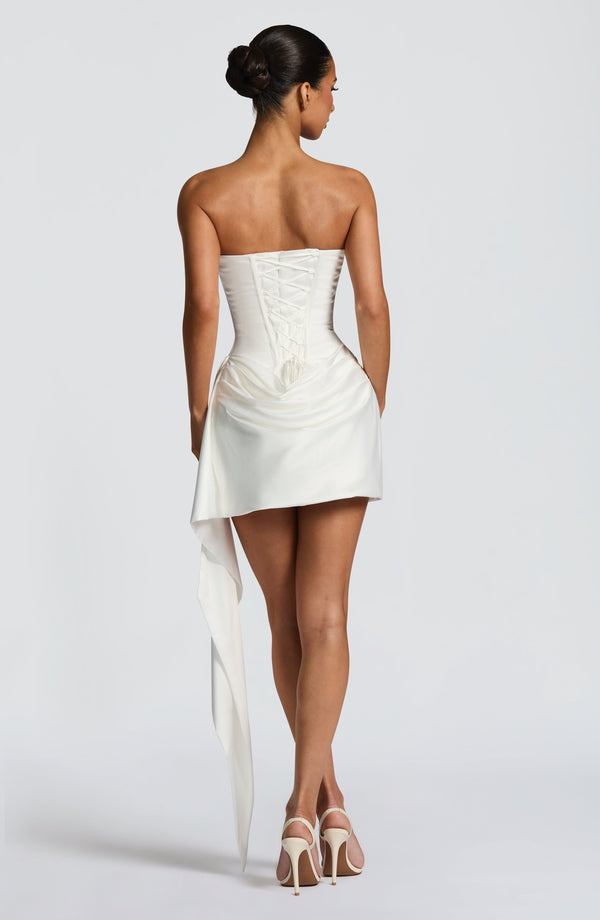 Elysian Lace-Up Corset Draped Mini Dress